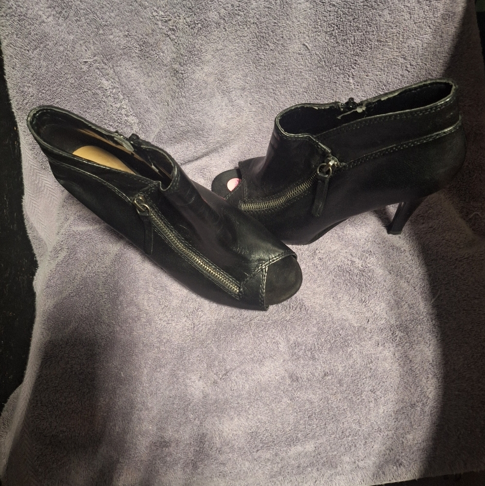 Black Peep-Toe Ankle Boots By Nine West